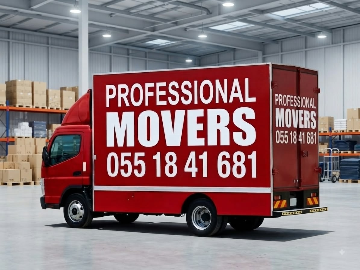 Red KHF Movers closed box truck.